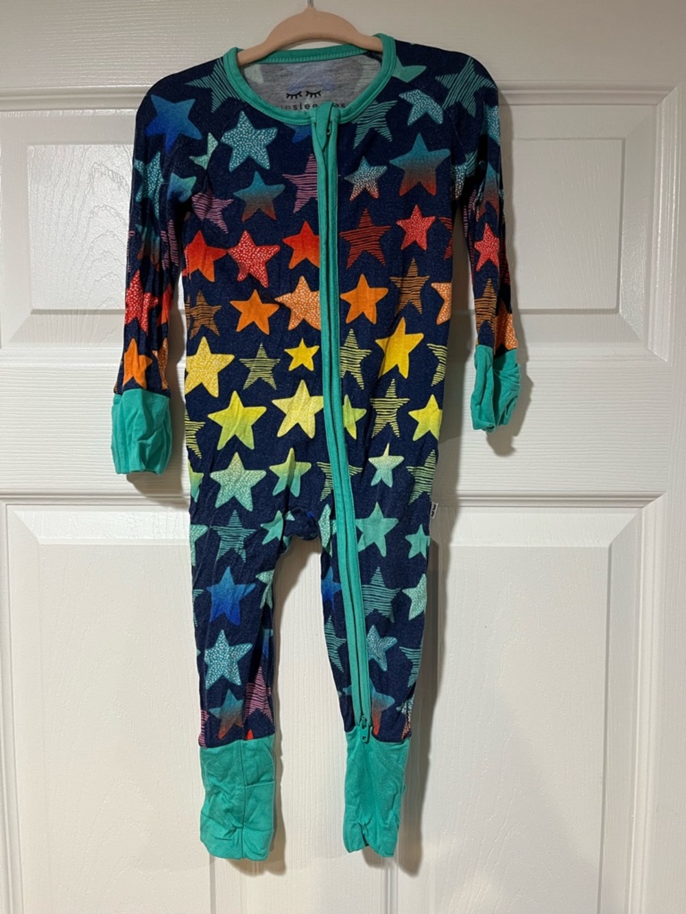 Little Sleepies Star-Print Navy Baby Bamboo zippy Pajamas 3-6m